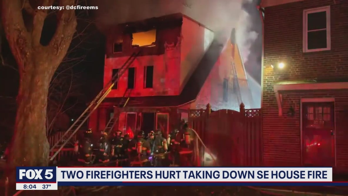 Firefighters hurt as flames destroy Southeast DC home